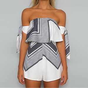 Off Shoulder Arm Tie Romper